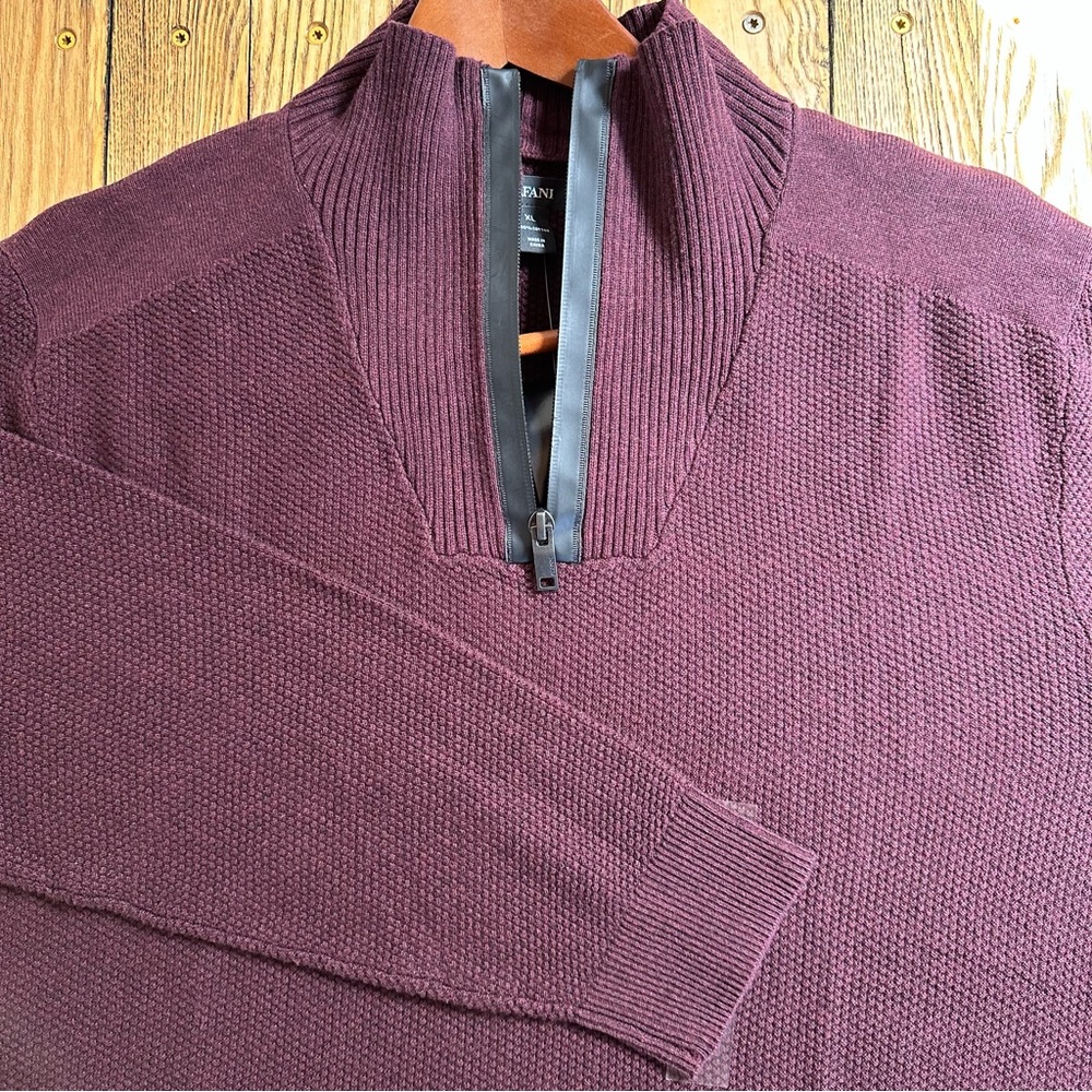 NWT Alfani Mens Quarter Zip Pullover Sweater Burgundy Maroon Size XL